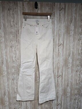 Spanx lycra flare jean white linen Wash 8 NWT